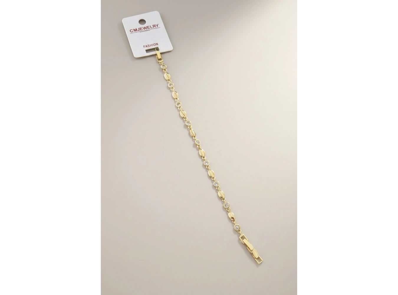 Altın Renk Taş Detaylı 14K Altın Kaplama CM Bileklik