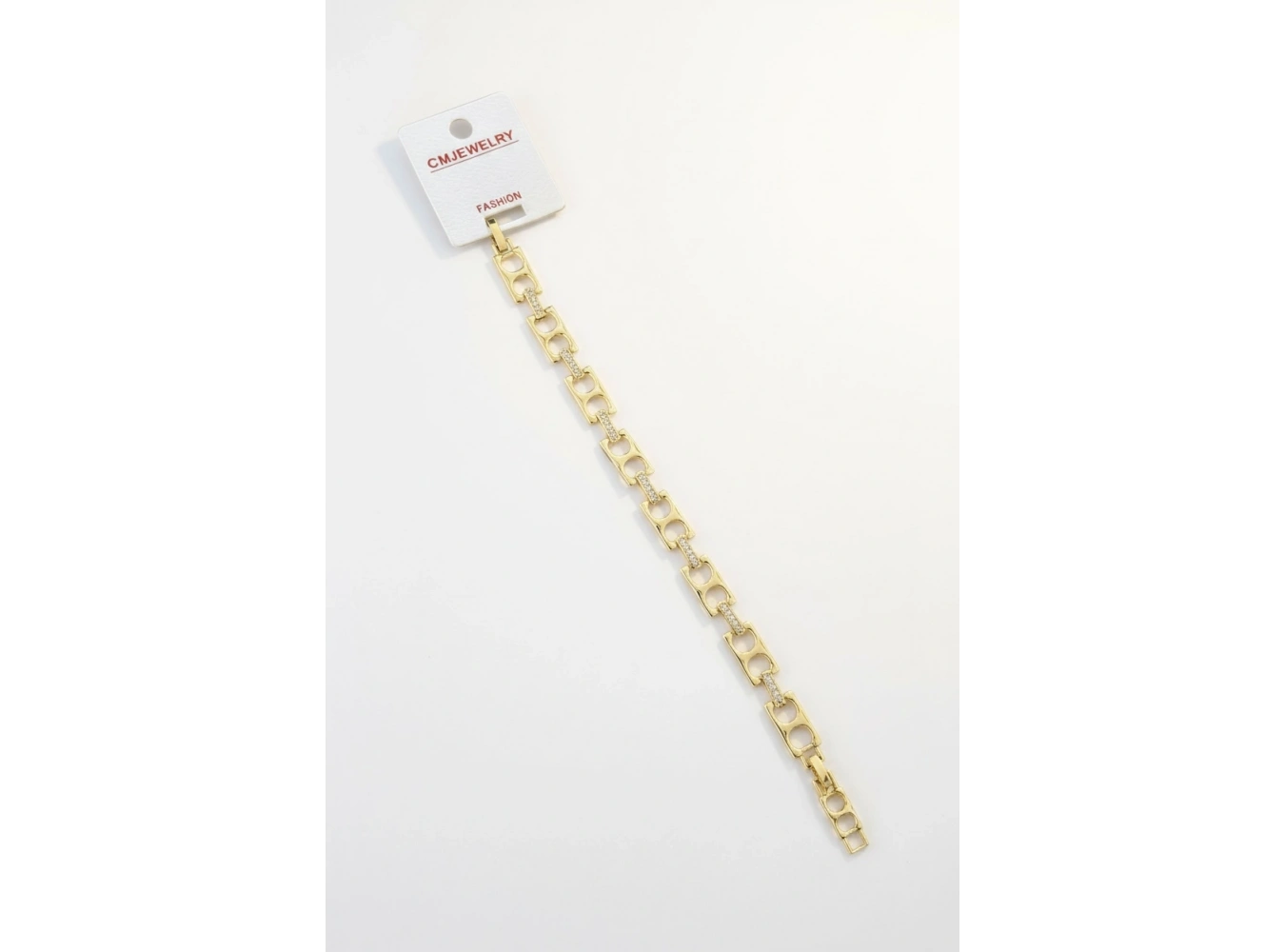 Altın Renk Taş Detaylı 14K Altın Kaplama CM Bileklik