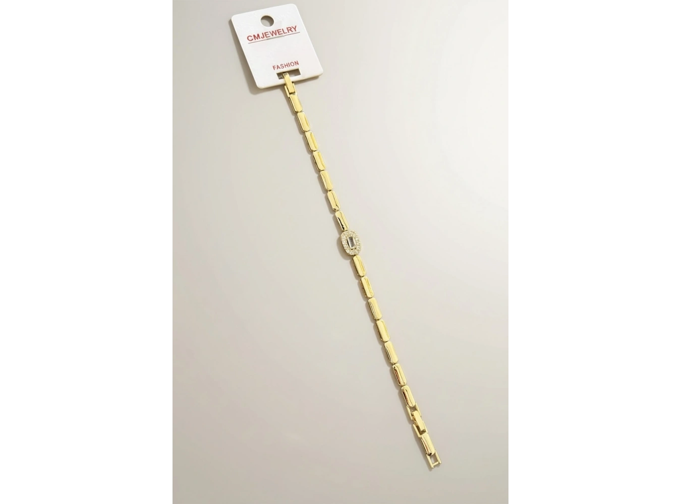 Altın Renk Taş Detaylı 14K Altın Kaplama CM Bileklik