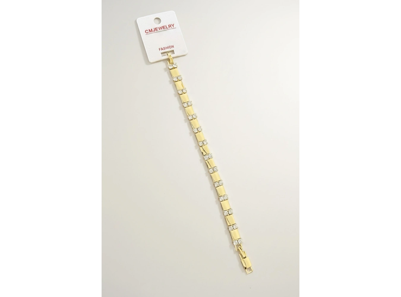 Altın Renk Taş Detaylı 14K Altın Kaplama CM Bileklik