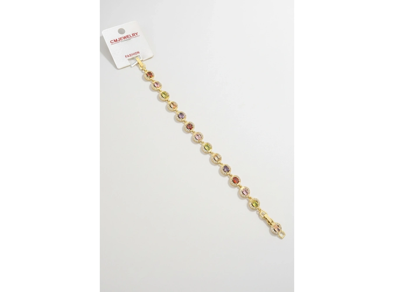 Altın Renk Taş Detaylı 14K Altın Kaplama CM Bileklik