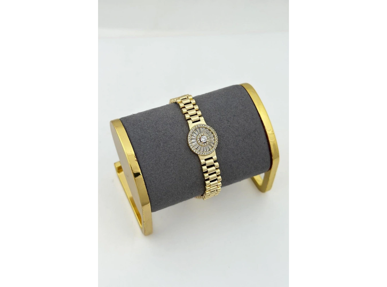 Altın Renk Taş Detaylı 14K Altın Kaplama CM Zincir Bileklik