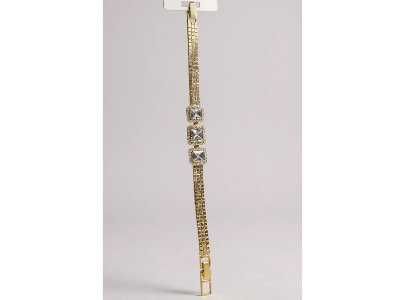 Altın Renk Taş Detaylı 14K Altın Kaplama CM Zincir Bileklik