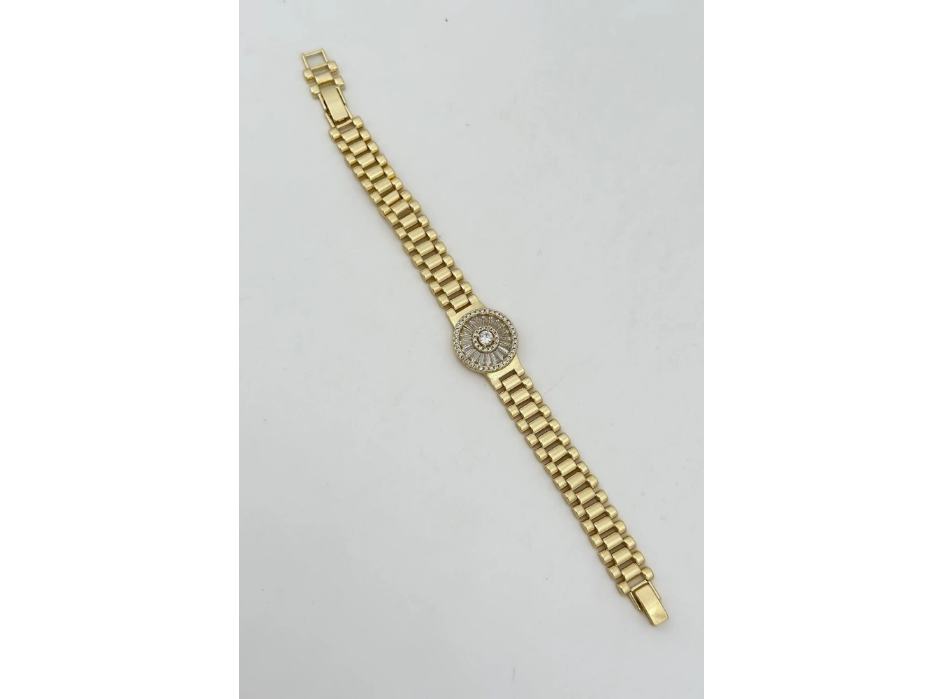 Altın Renk Taş Detaylı 14K Altın Kaplama CM Zincir Bileklik