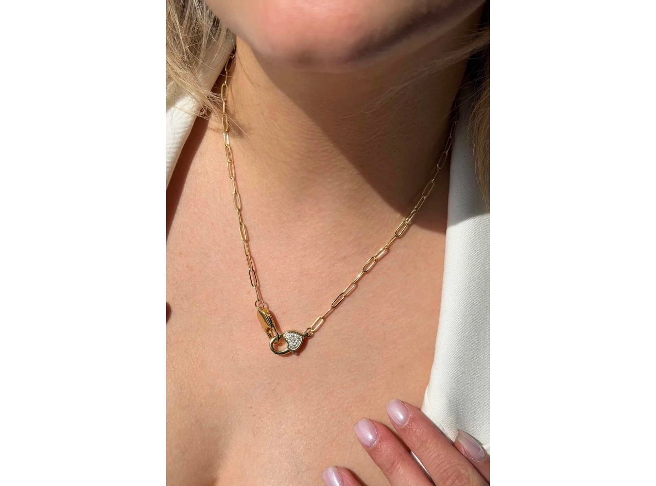 Altın Renk Taş Detaylı 14K Altın Kaplama Kolye