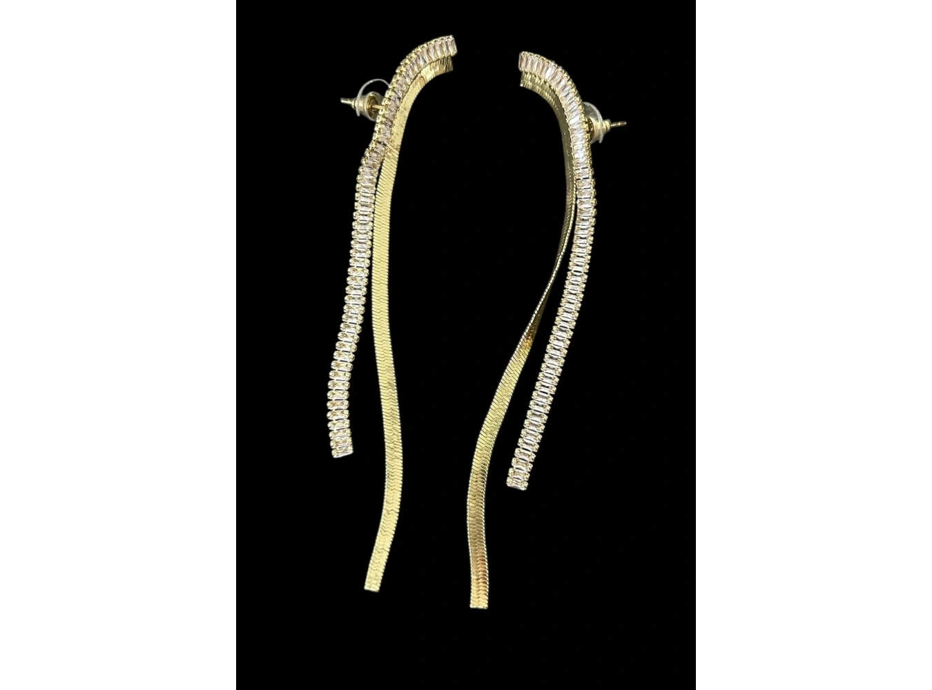 Altın Renk Taş Detaylı 14k Altın Kaplama Küpe (Çift)