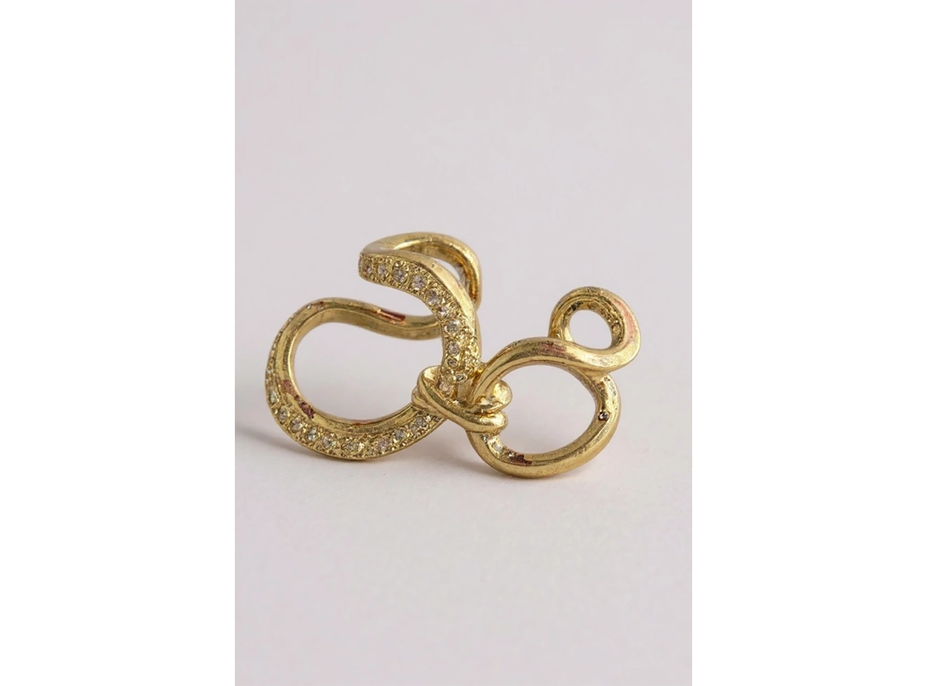 Altın Renk Taş Detaylı 14K Altın Kaplama TX Ear Cuff (Tek)