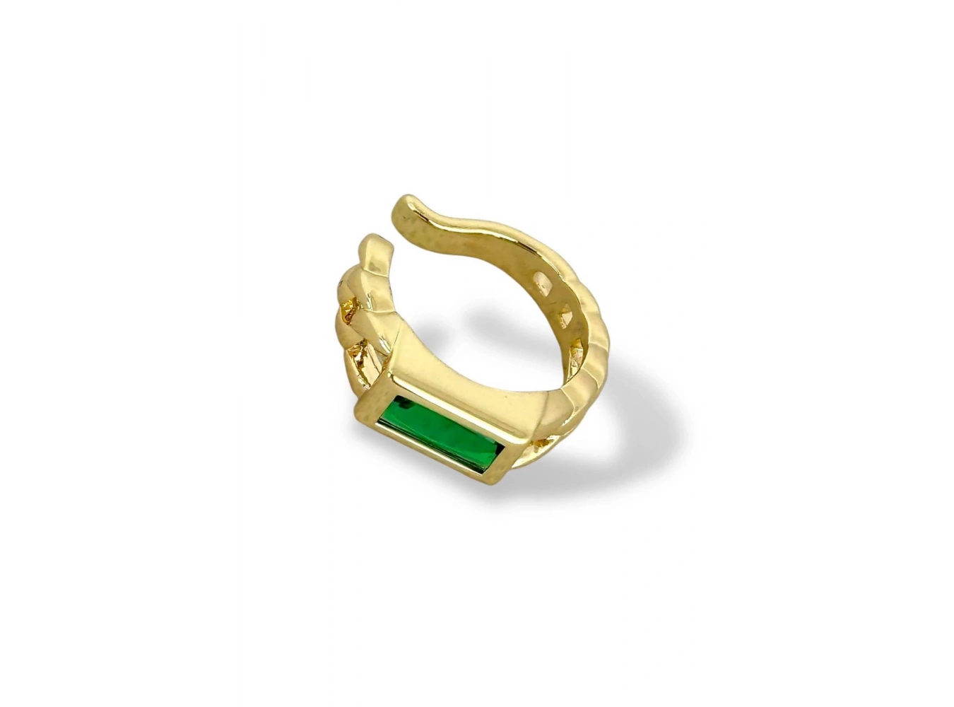 Altın Renk Taş Detaylı 14K Altın Kaplama TX Ear Cuff (Tek)