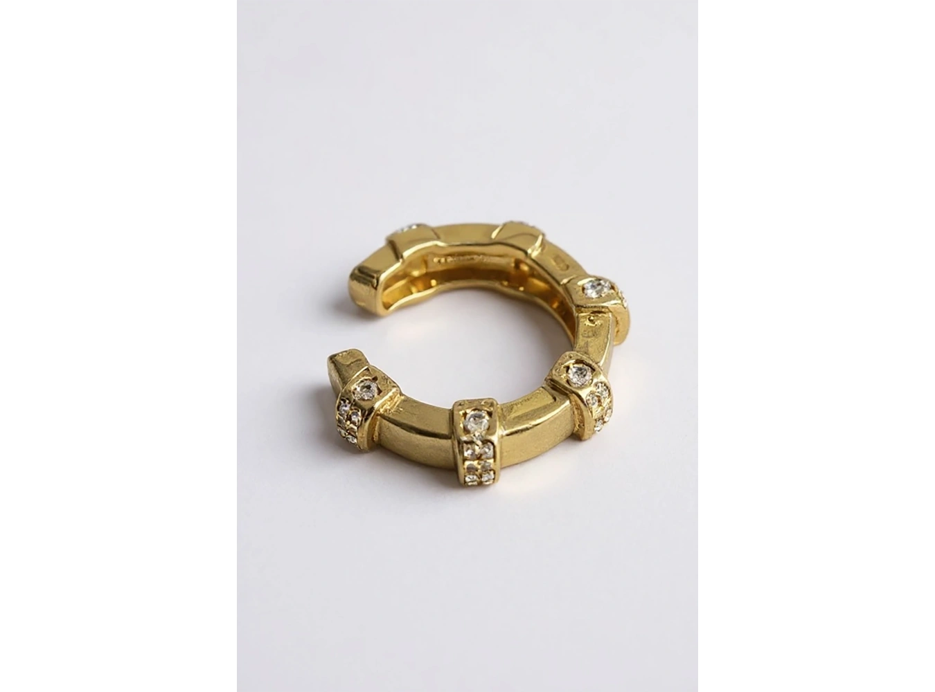 Altın Renk Taş Detaylı 14K Altın Kaplama TX Ear Cuff (Tek)