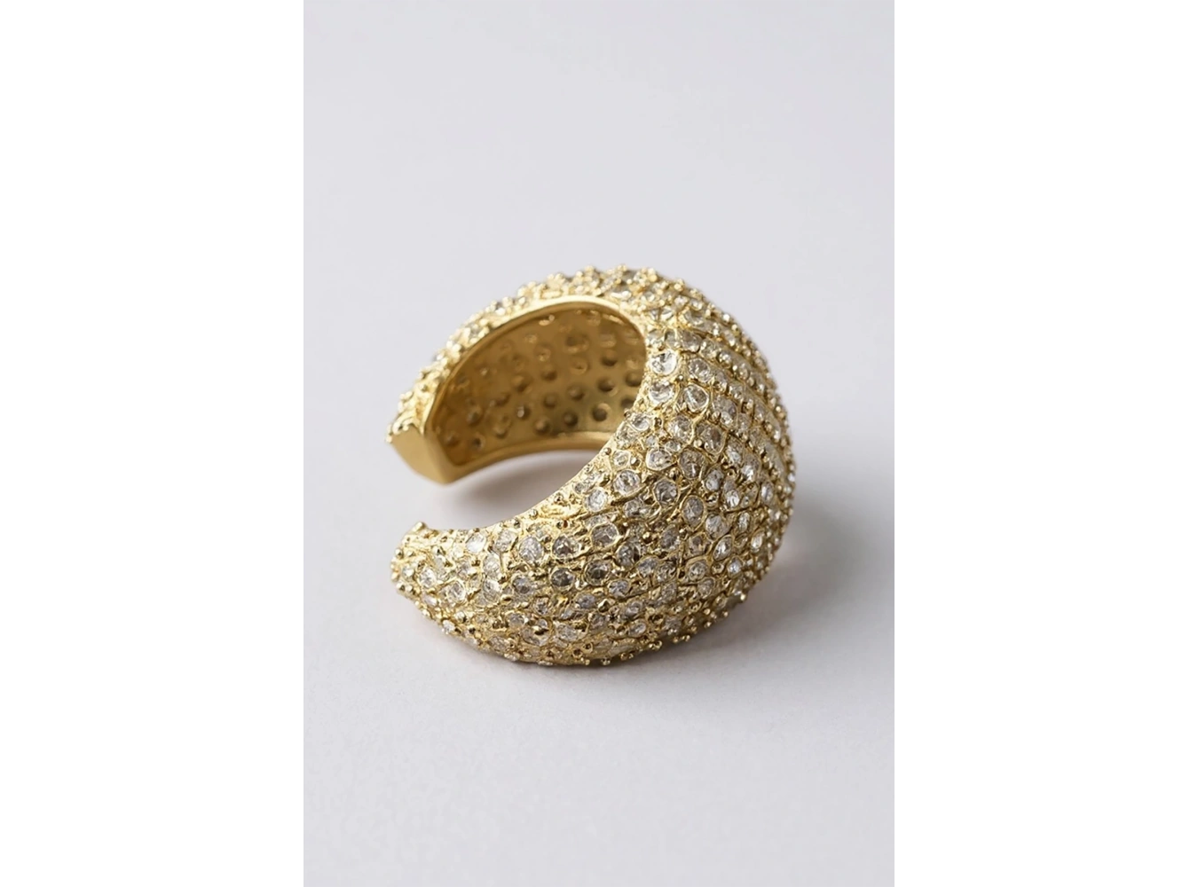 Altın Renk Taş Detaylı 14K Altın Kaplama TX Ear Cuff (Tek)