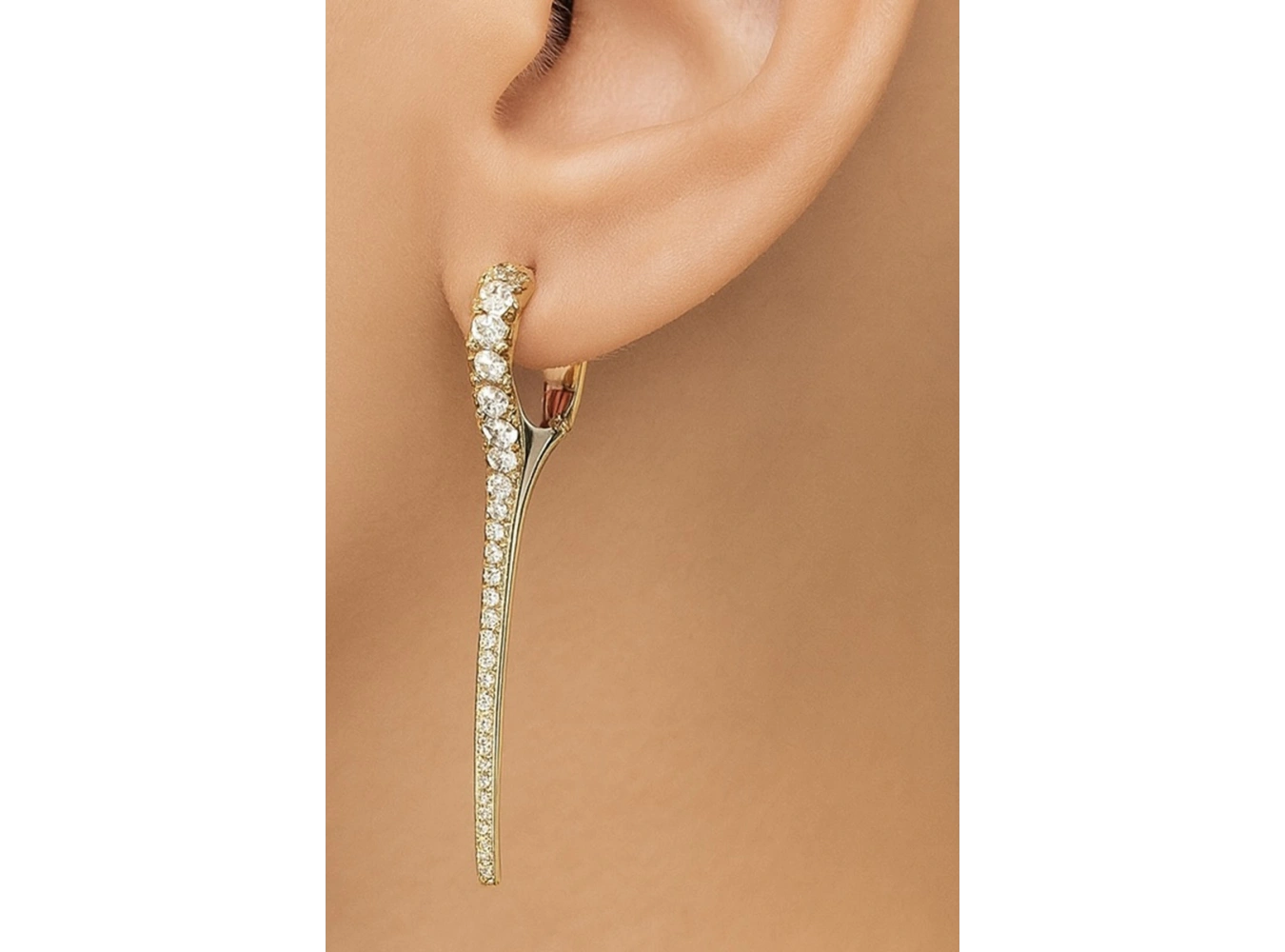 Altın Renk Taş Detaylı 14K Altın Kaplama TX Küpe (Çift)