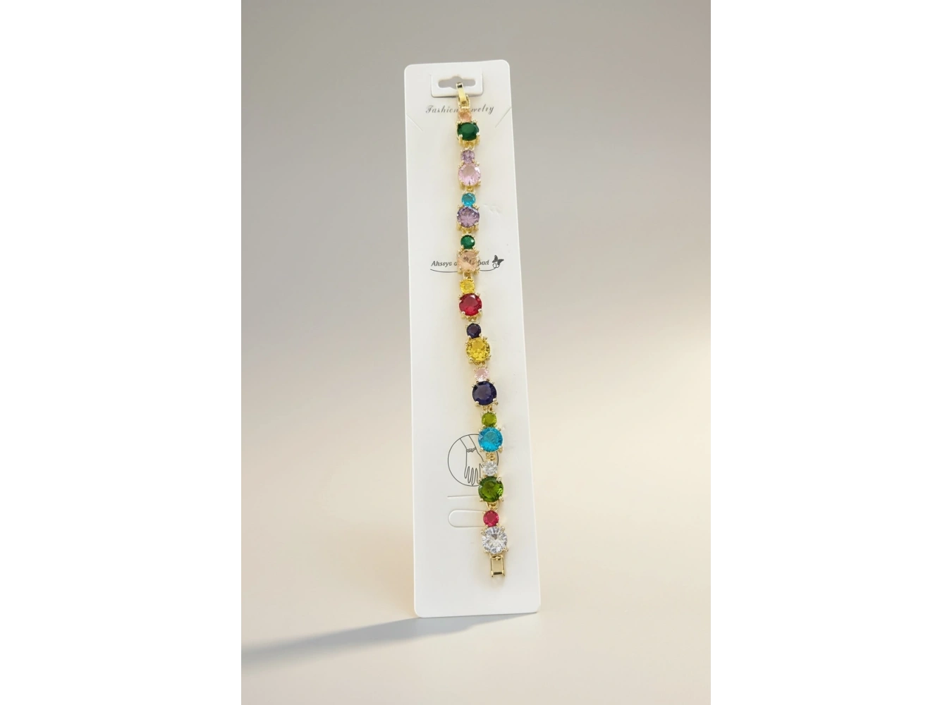 Altın Renk Taş Detaylı 14K Altın Kaplama VİP Bileklik