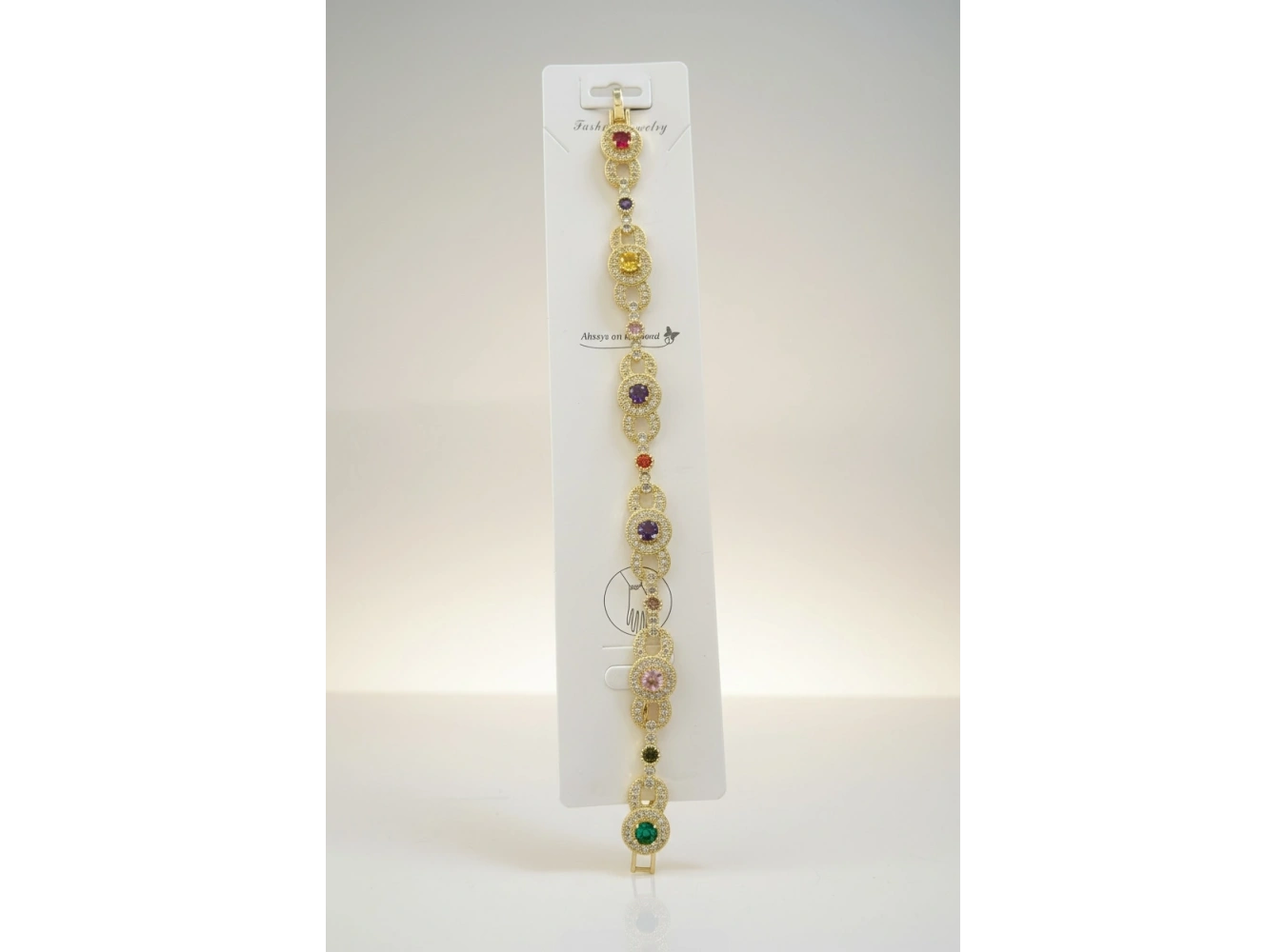 Altın Renk Taş Detaylı 14K Altın Kaplama VİP Bileklik