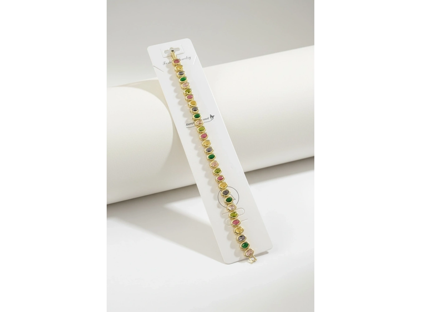 Altın Renk Taş Detaylı 14K Altın Kaplama VİP Bileklik