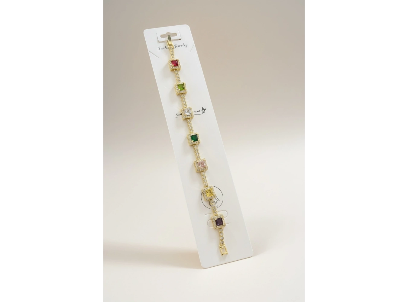 Altın Renk Taş Detaylı 14K Altın Kaplama VİP Bileklik