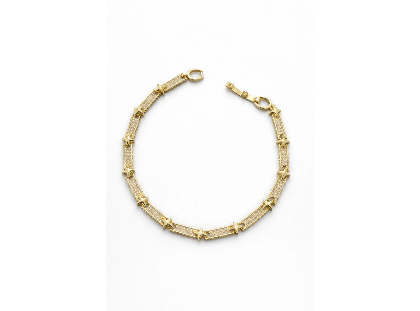 Altın Renk Taş Detaylı 14K Altın Kaplama VİP Bileklik