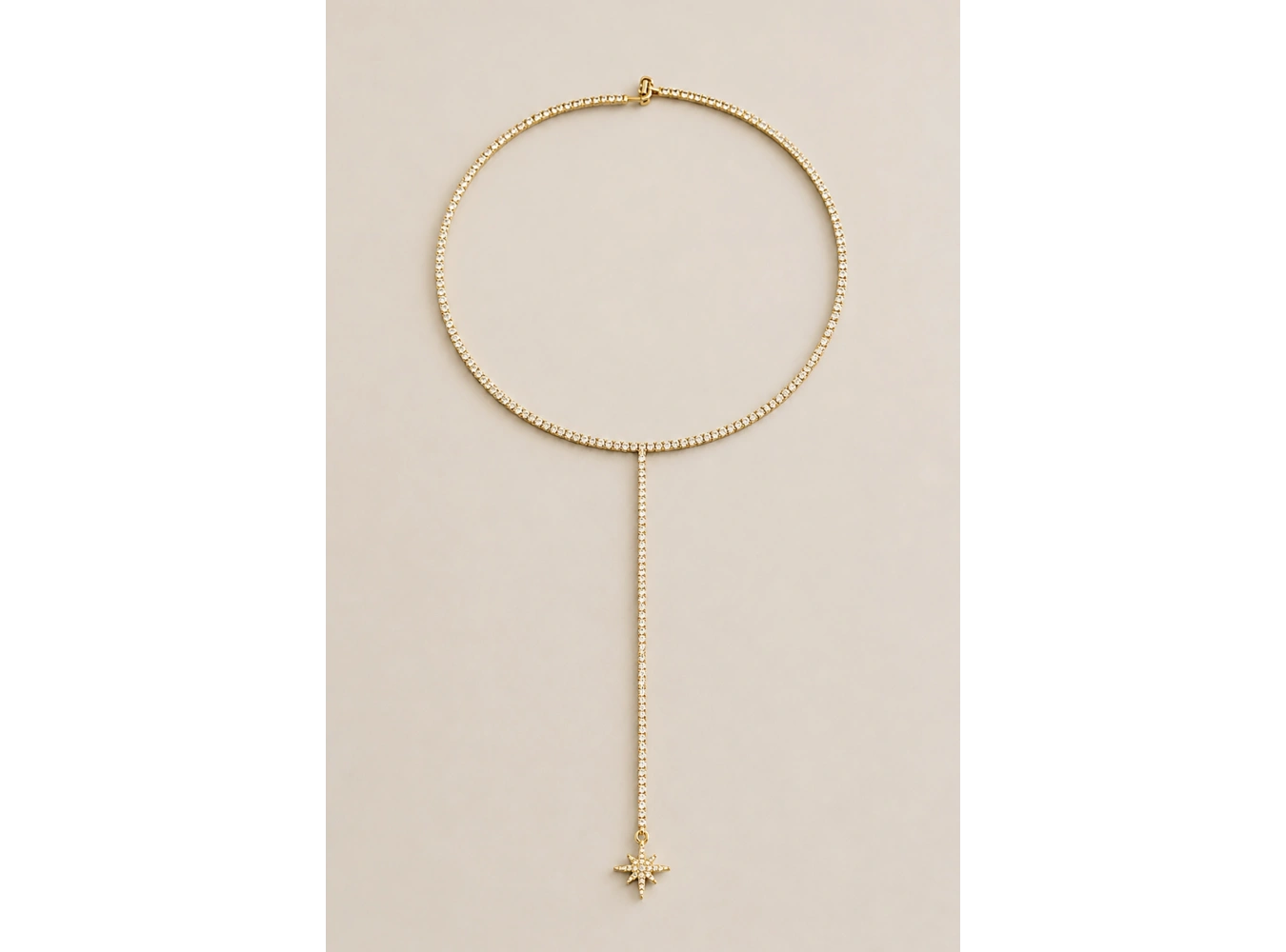 Altın Renk Taş Detaylı 14K Altın Kaplama Vip Choker Kolye