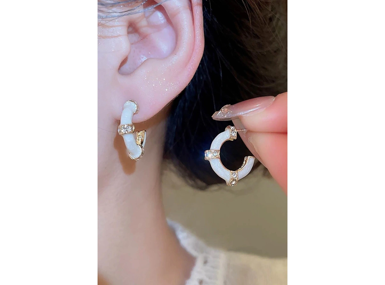 Altın Renk Taş Detaylı 14K Altın Kaplama Xuping Küpe (Çift)