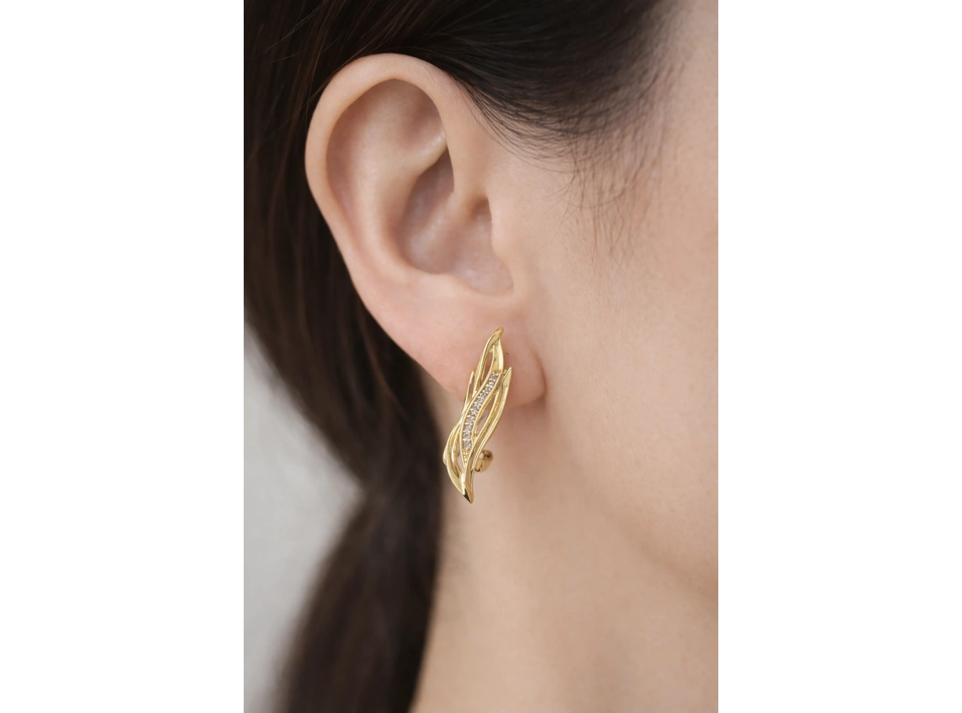 Altın Renk Taş Detaylı 14K Altın Kaplama Xuping Küpe (Çift)