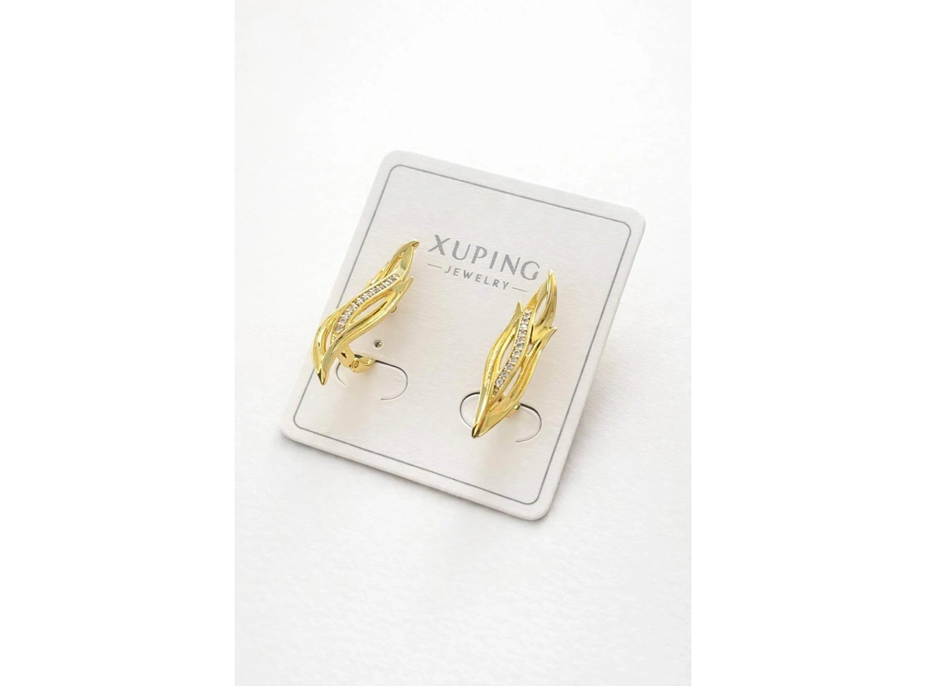 Altın Renk Taş Detaylı 14K Altın Kaplama Xuping Küpe (Çift)