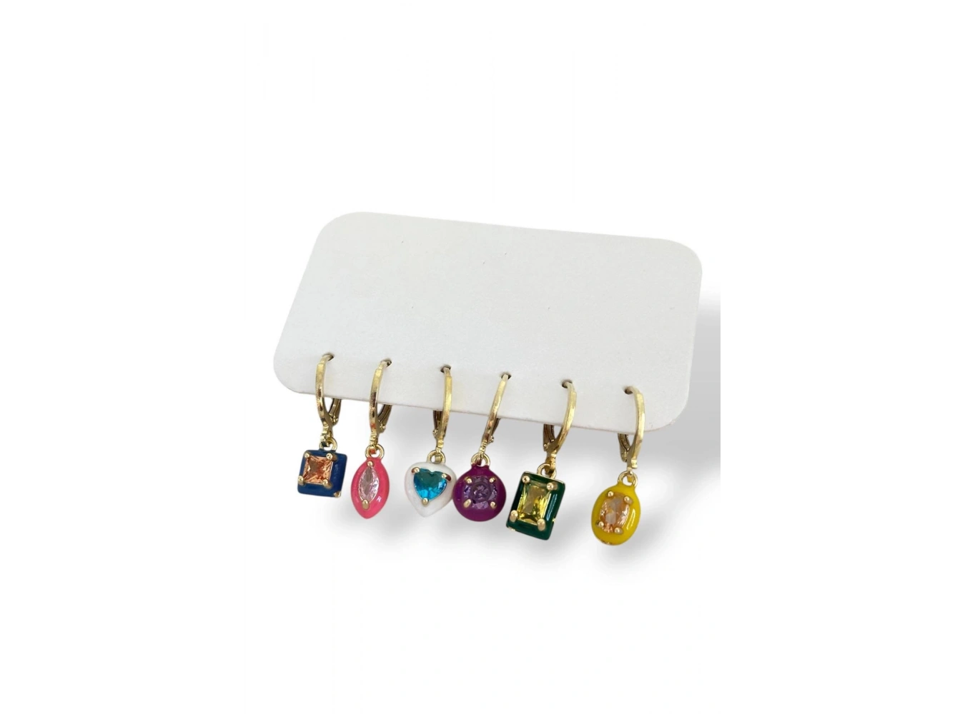 Altın Renk Taş Detaylı 6lı Küpe Set