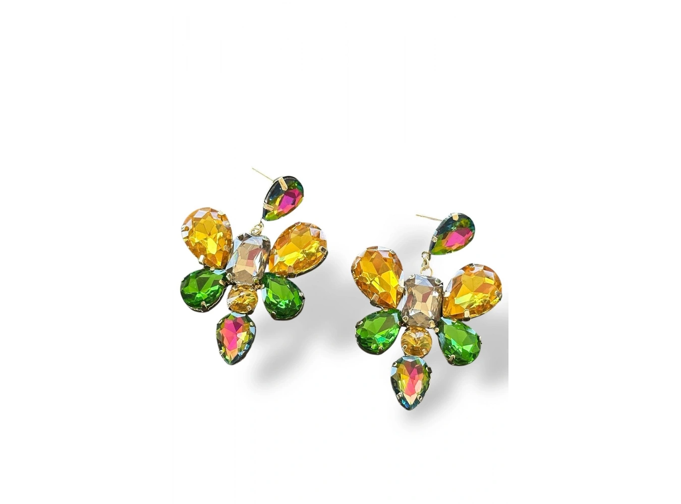 Altın Renk Taş Detaylı Abiye Küpe (Çift)