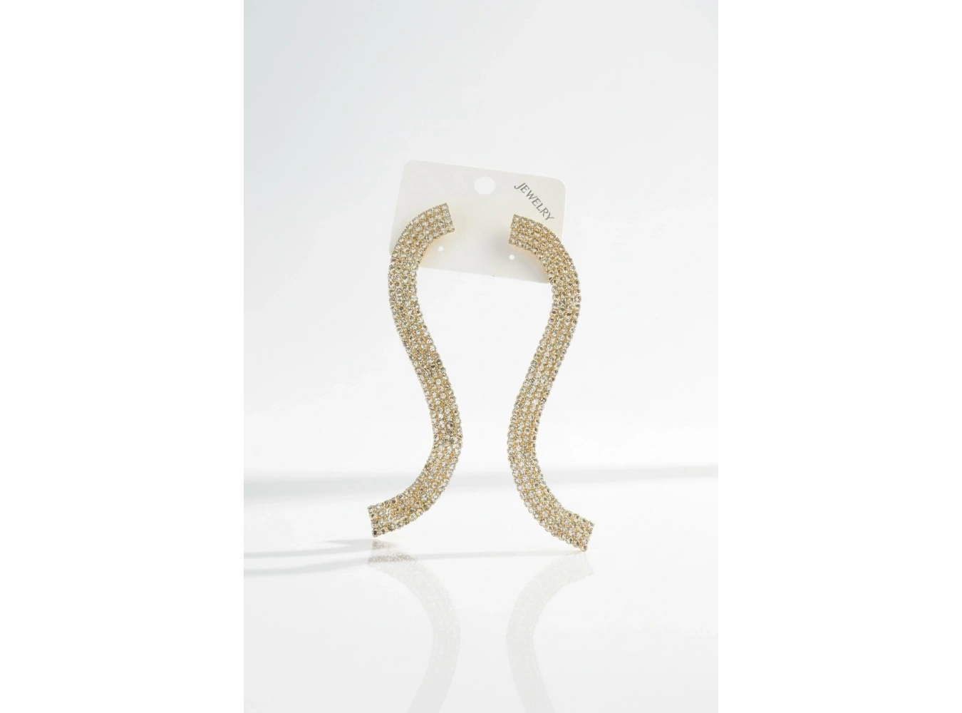 Altın Renk Taş Detaylı Abiye Küpe (Çift)