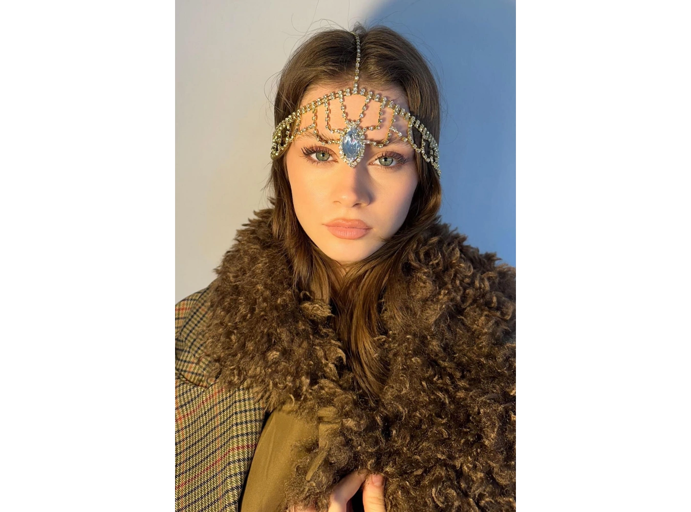 Altın Renk Taş Detaylı Alınlık/Kına Aksesuarı