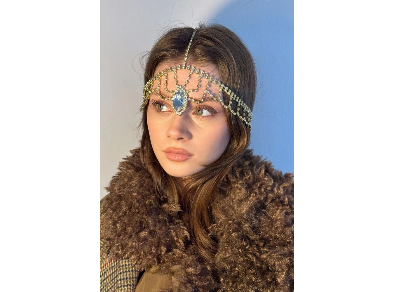 Altın Renk Taş Detaylı Alınlık/Kına Aksesuarı