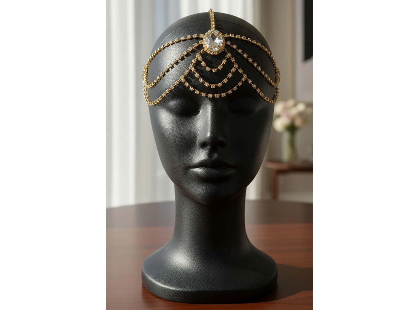 Altın Renk Taş Detaylı  Alınlık/Kına Aksesuarı