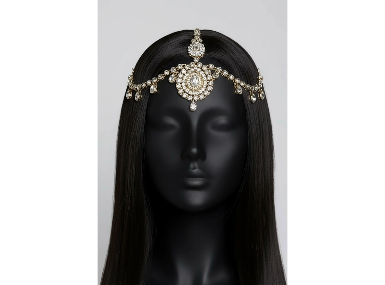 Altın Renk Taş Detaylı Alınlık/Kına Aksesuarı