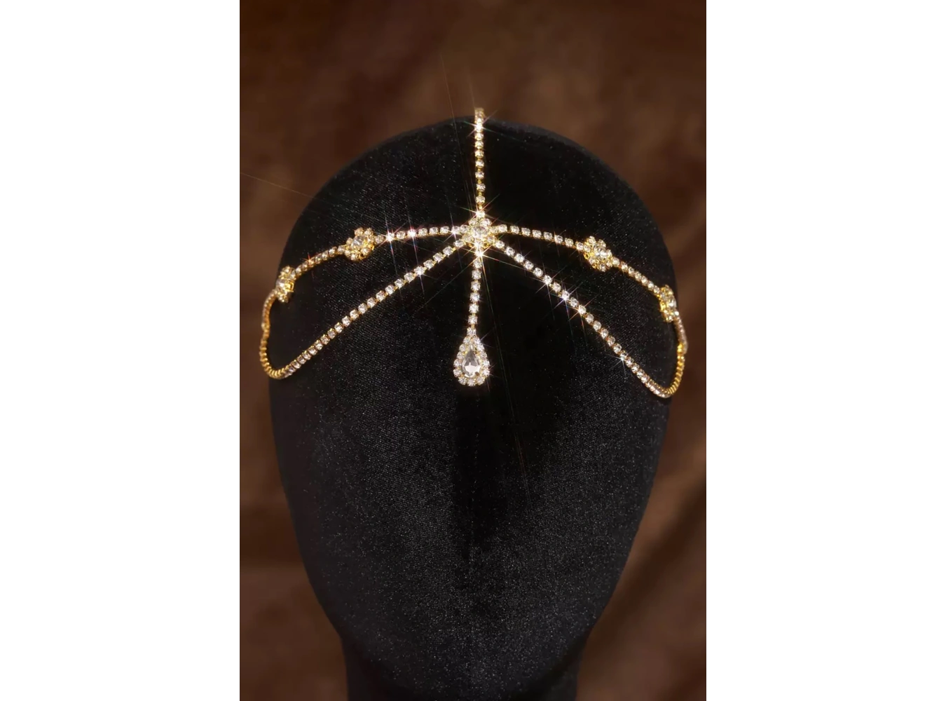 Altın Renk Taş Detaylı Alınlık/Kına Aksesuarı