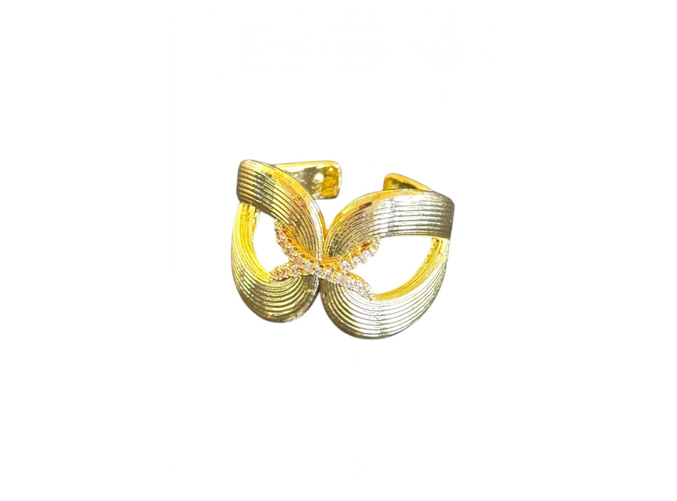 Altın Renk Taş Detaylı Ayarlanabilir Çelik Yüzük