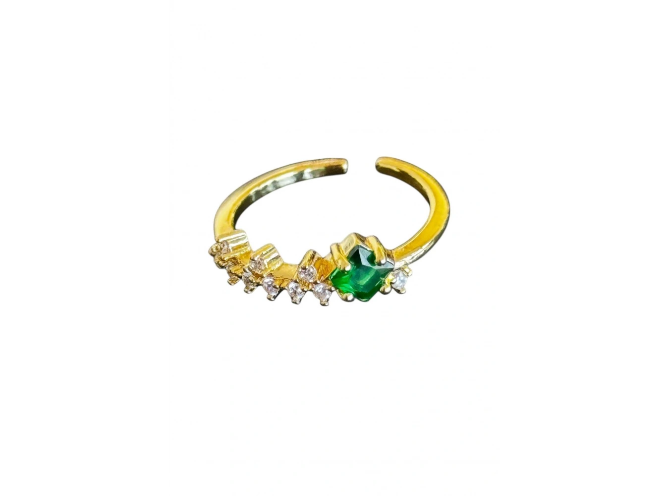 Altın Renk Taş Detaylı Ayarlanabilir Çelik Yüzük