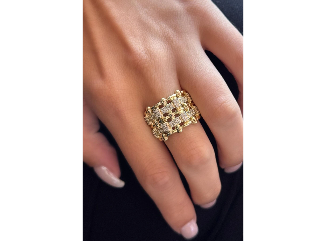 Altın Renk Taş Detaylı Ayarlanabilir YSX Yüzük