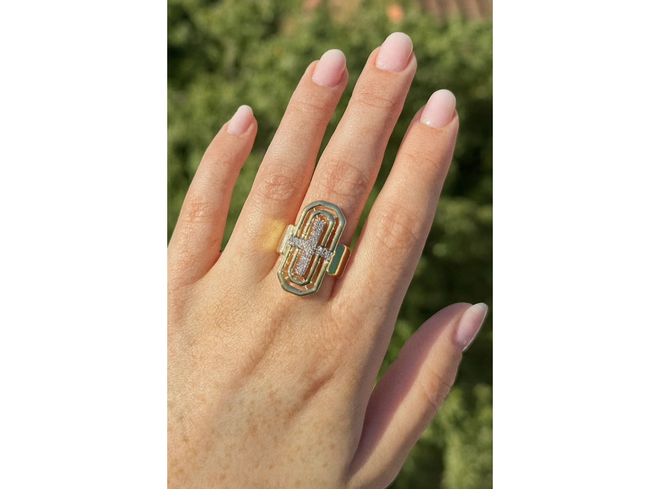 Altın Renk Taş Detaylı Ayarlanabilir YSX Yüzük