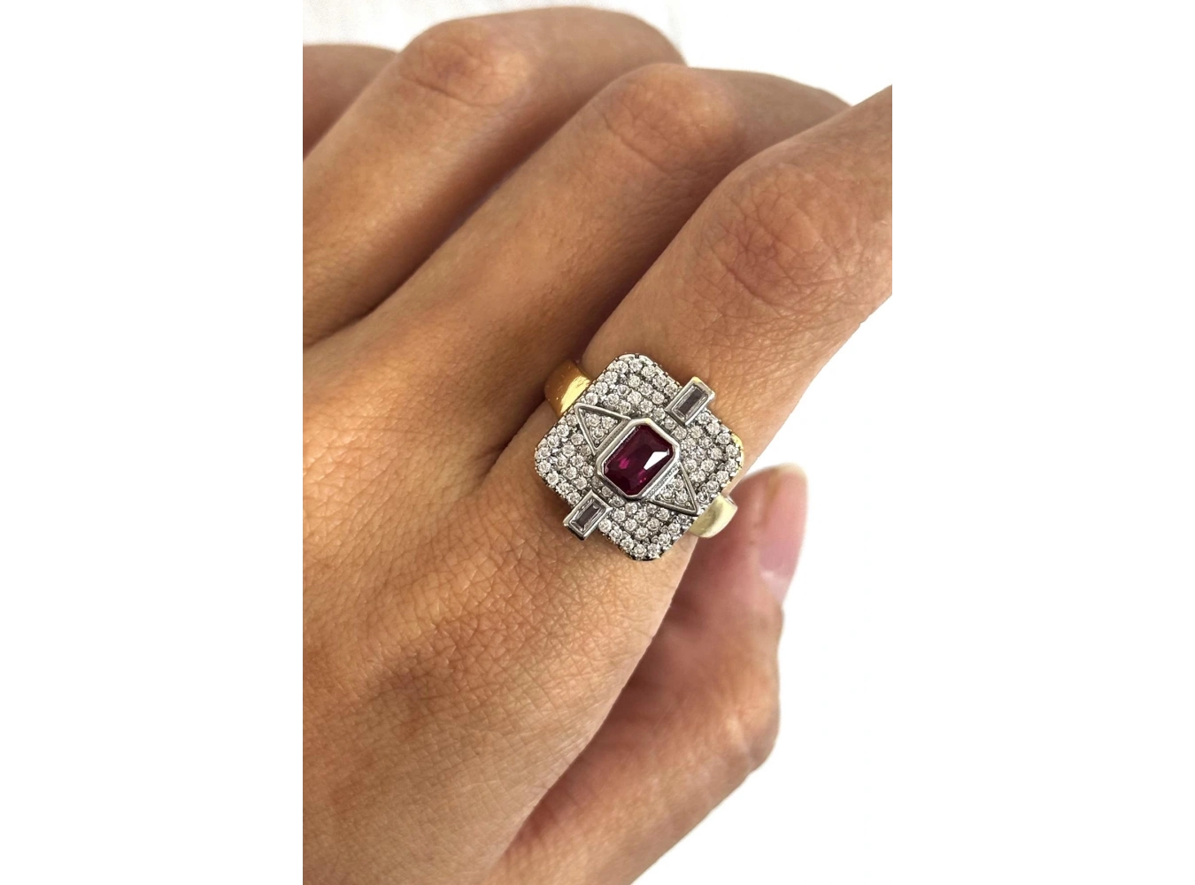 Altın Renk Taş Detaylı Ayarlanabilir YSX Yüzük