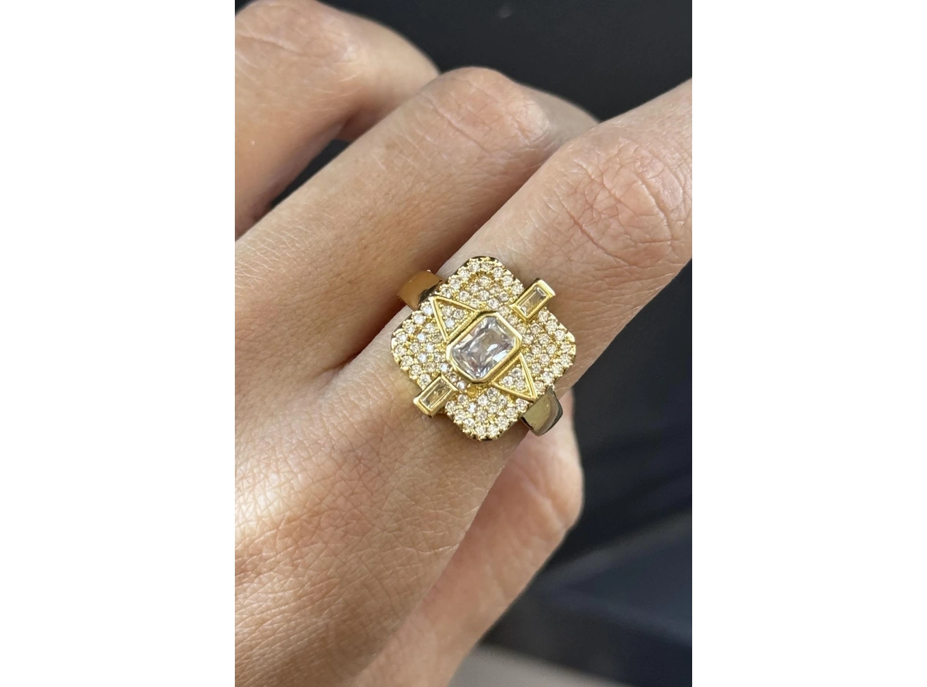 Altın Renk Taş Detaylı Ayarlanabilir YSX Yüzük