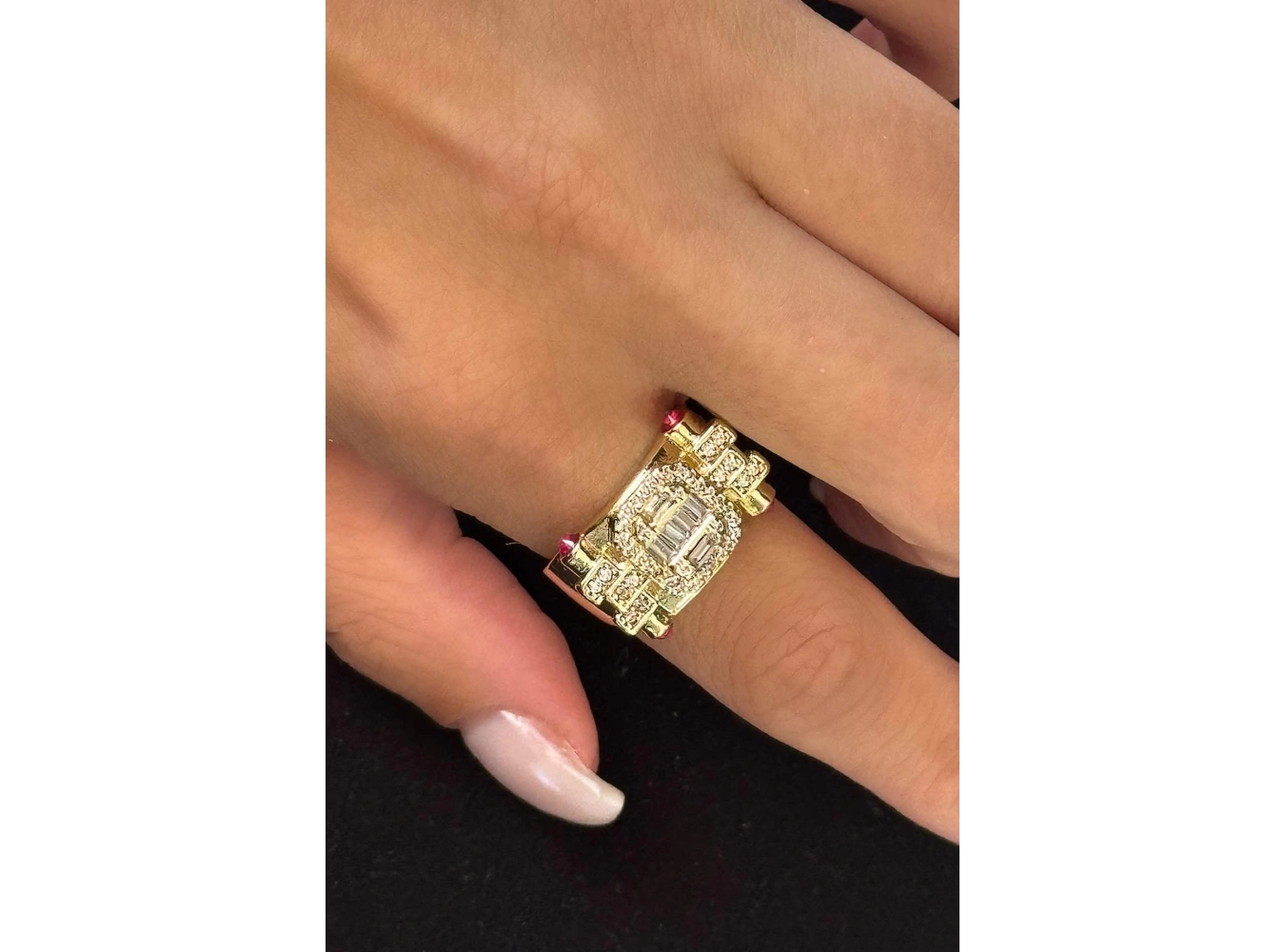 Altın Renk Taş Detaylı Ayarlanabilir YSX Yüzük