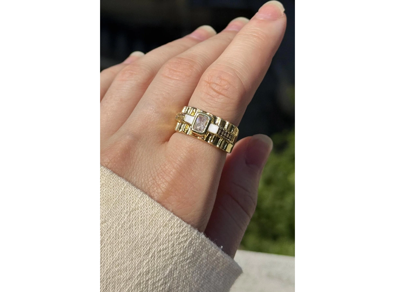 Altın Renk Taş Detaylı Ayarlanabilir YSX Yüzük