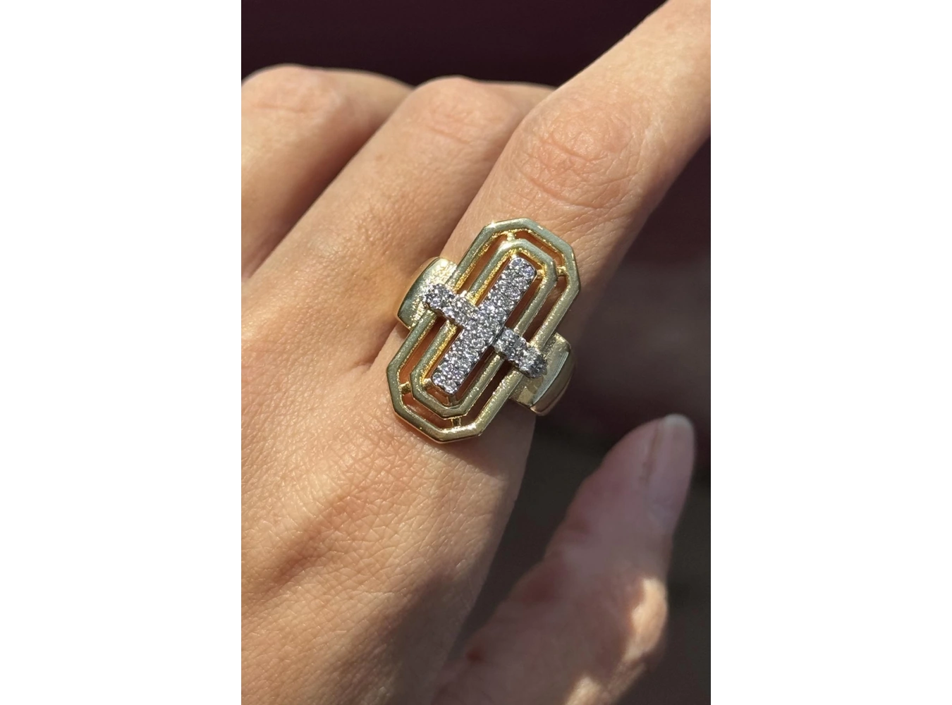 Altın Renk Taş Detaylı Ayarlanabilir YSX Yüzük