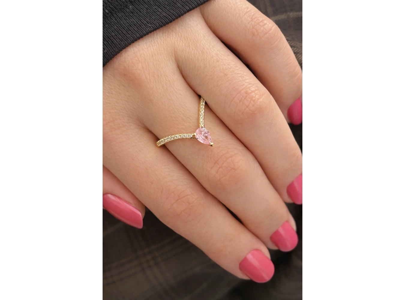 Altın Renk Taş Detaylı Ayarlanabilir Yüzük