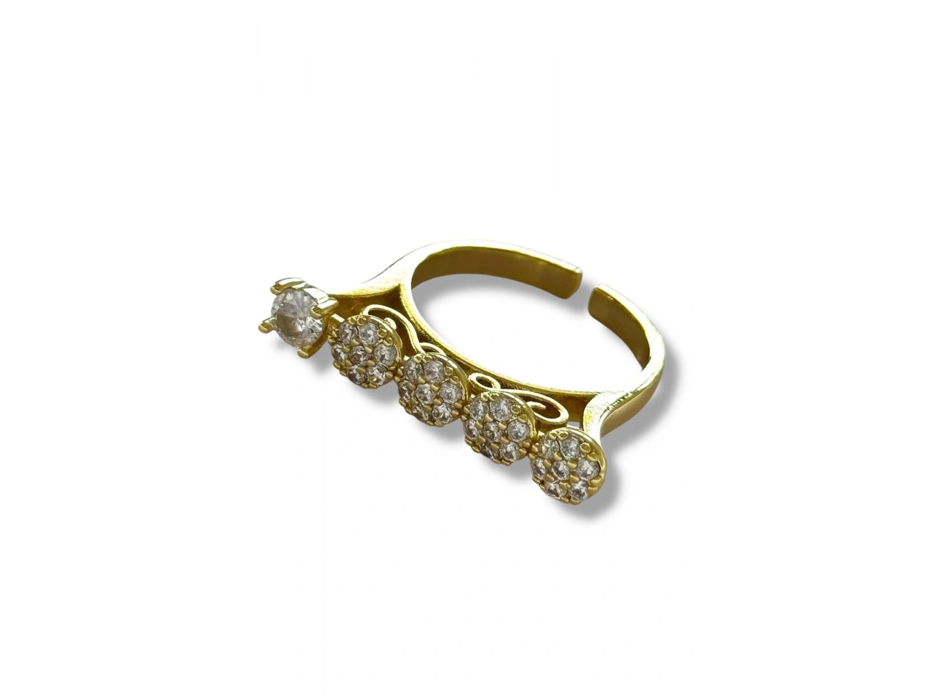 Altın Renk Taş Detaylı Ayarlanabilir Yüzük