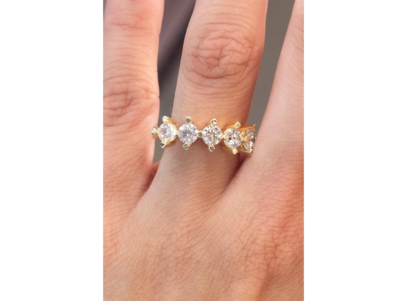 Altın Renk Taş Detaylı Ayarlanabilir Yüzük