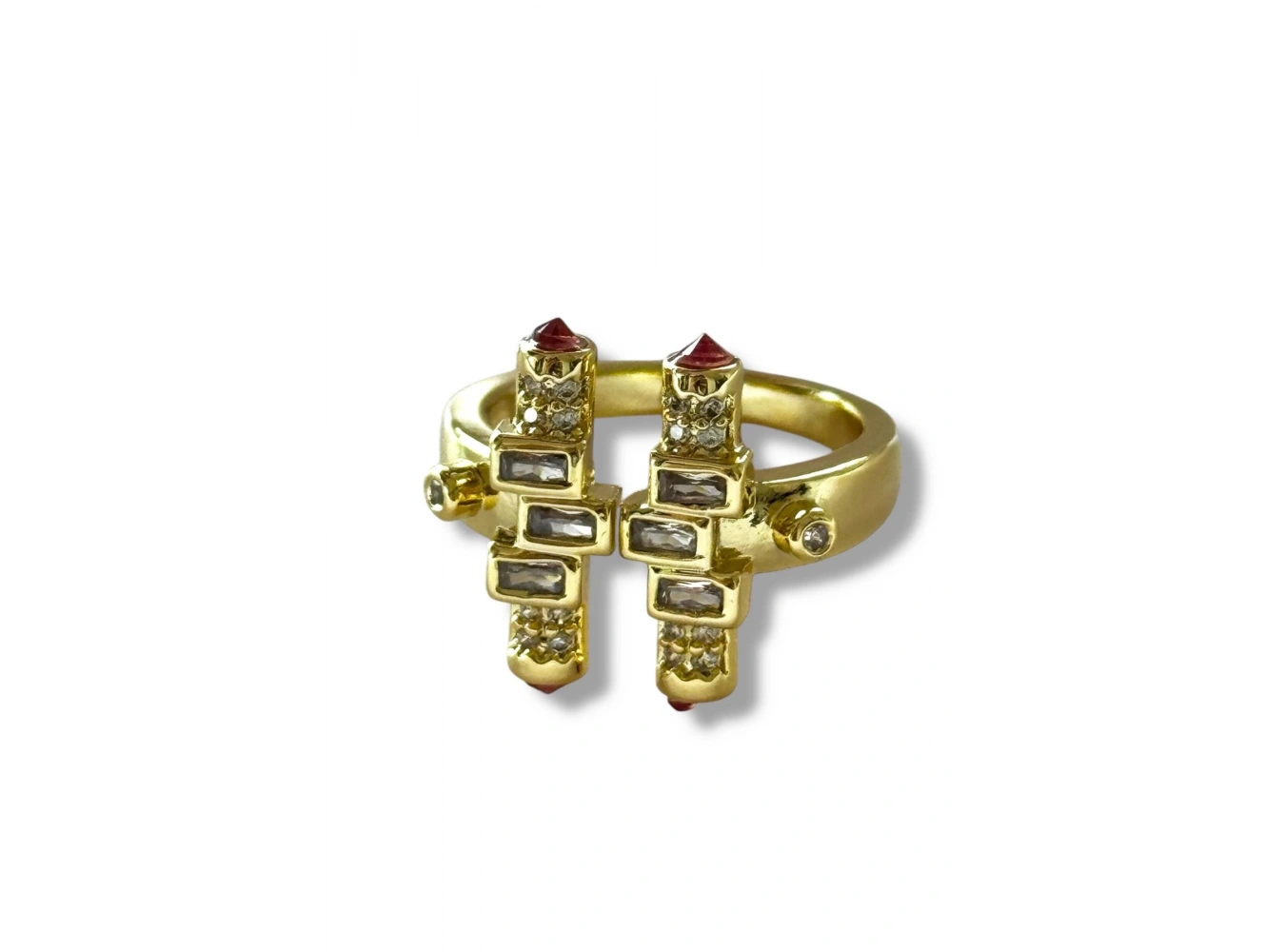 Altın Renk Taş Detaylı Ayarlanabilir Yüzük