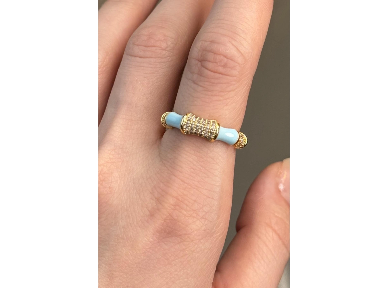 Altın Renk Taş Detaylı Ayarlanabilir Yüzük