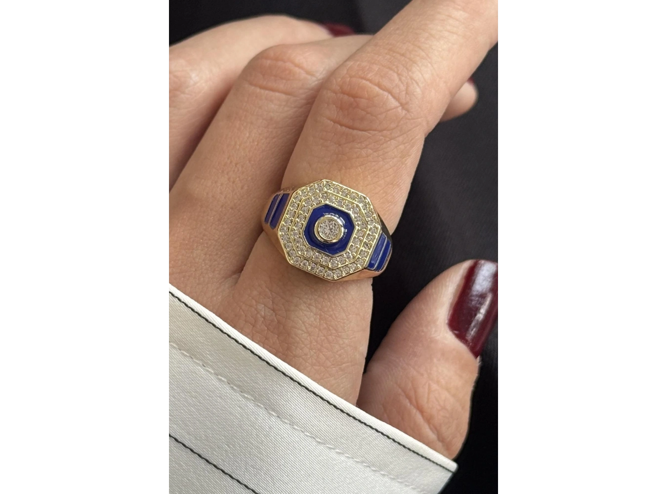 Altın Renk Taş Detaylı Ayarlanabilir Yüzük