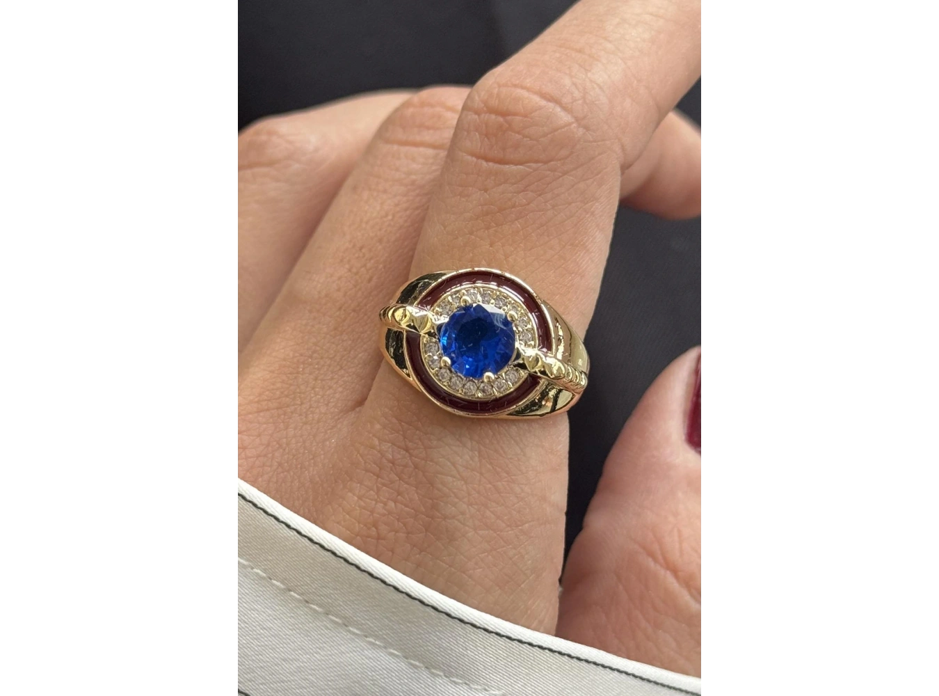 Altın Renk Taş Detaylı Ayarlanabilir Yüzük