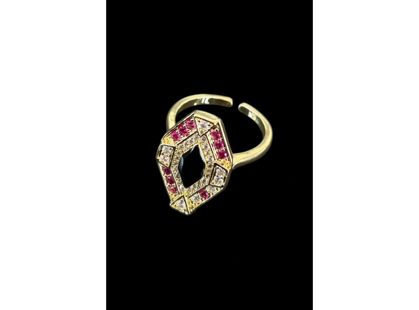 Altın Renk Taş Detaylı Ayarlanabilir Yüzük