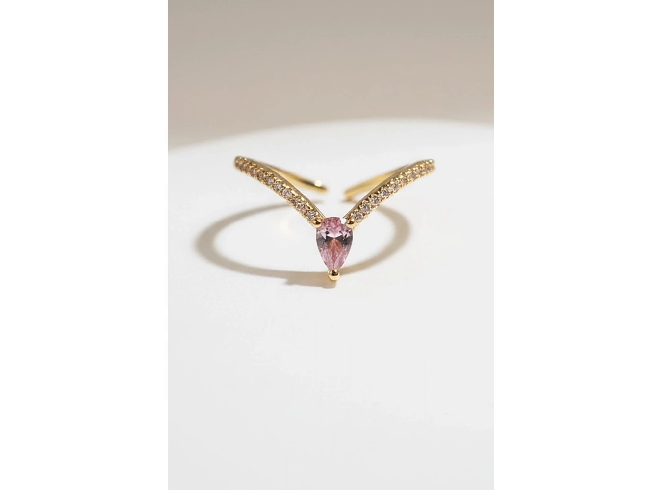 Altın Renk Taş Detaylı Ayarlanabilir Yüzük